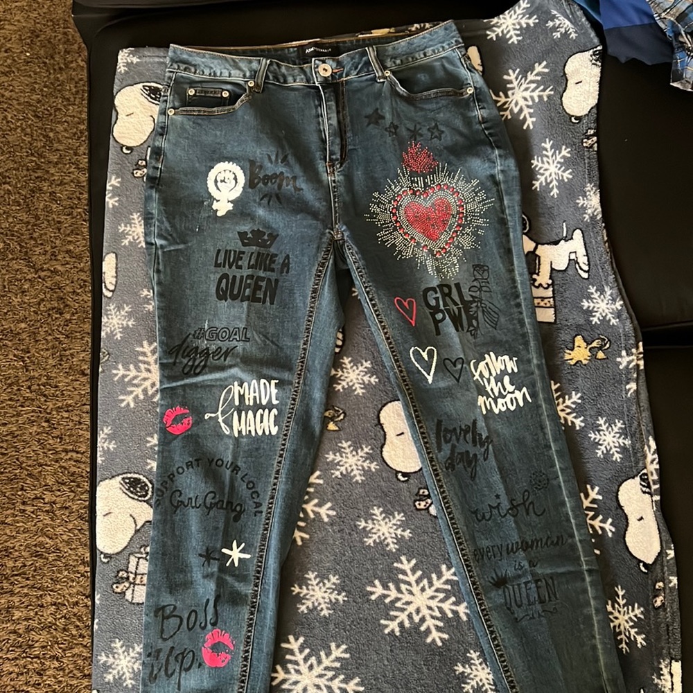 Ashley Stewart graffiti jeans size 16